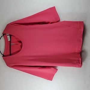 NWOT Denim&Co Active QVCCoral Pink 3/4 Sleeve Top Size 1X